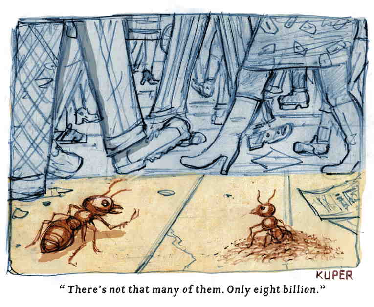 Political/Editorial Cartoon by Peter Kuper, PoliticalCartoons.com on Earth Population Hits 8 Billion
