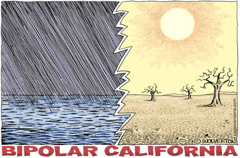 Political/Editorial Cartoon by Monte Wolverton, Cagle Cartoons on 1000-Year Storms Batter U.S.