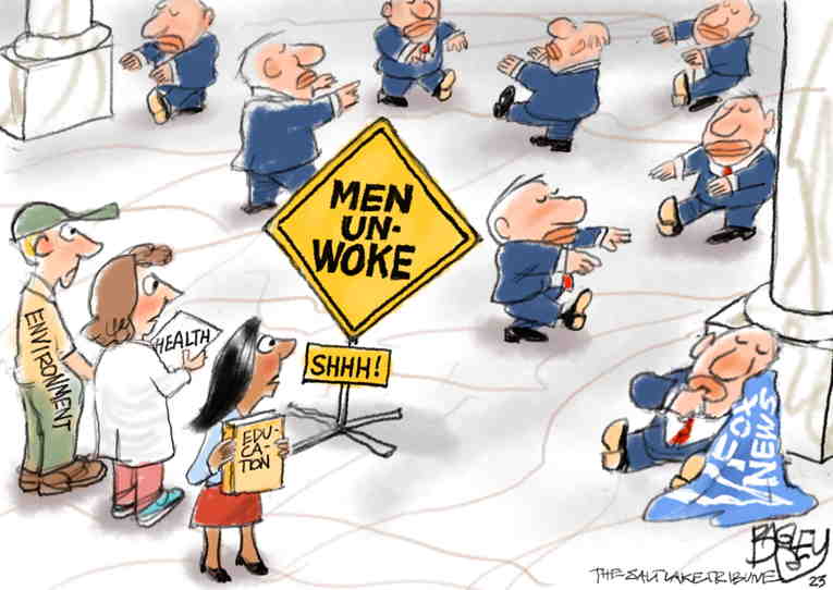 Political/Editorial Cartoon by Pat Bagley, Salt Lake Tribune on Culture War Escalates