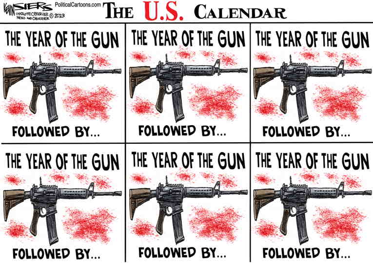 Political/Editorial Cartoon by Kevin Siers, Charlotte Observer on Violence Dooms Troubled Country