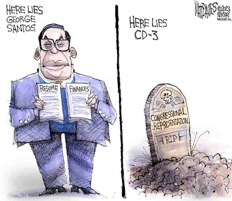 Political/Editorial Cartoon by Matt Davies, Journal News on Santos Proud of Deceptions