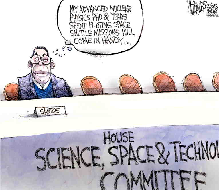 Political/Editorial Cartoon by Matt Davies, Journal News on Santos Proud of Deceptions