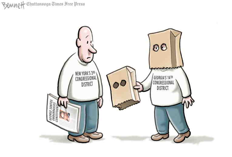 Political/Editorial Cartoon by Clay Bennett, Chattanooga Times Free Press on Santos Proud of Deceptions