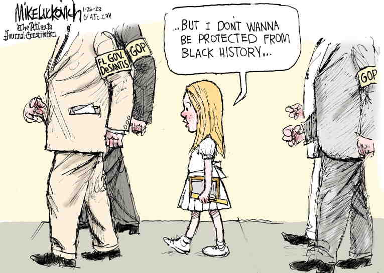 Political/Editorial Cartoon by Mike Luckovich, Atlanta Journal-Constitution on DeSantis Goes All In