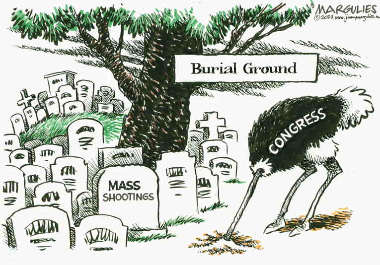 Political/Editorial Cartoon by Jimmy Margulies, King Features on Thoughts and Prayers