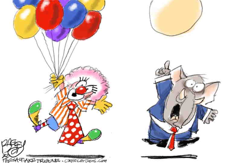 Political/Editorial Cartoon by Pat Bagley, Salt Lake Tribune on UFOs Shot Down Over U.S.