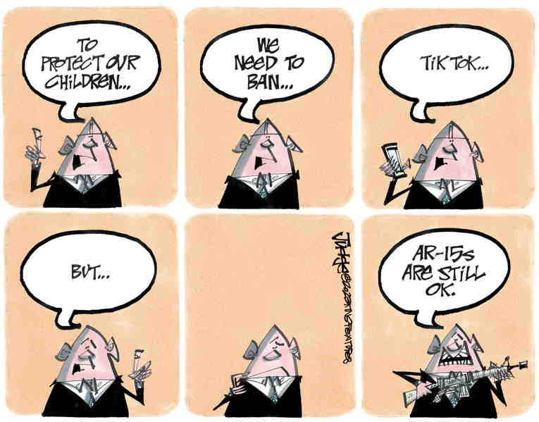 Political/Editorial Cartoon by Lee Judge, King Features on Gun Kills People