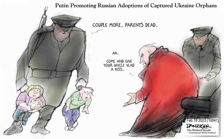 Political/Editorial Cartoon by Jeff Danziger on Invasion Reaches 1-Year Mark