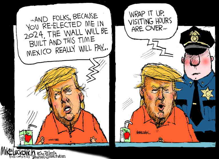 Political/Editorial Cartoon by Mike Luckovich, Atlanta Journal-Constitution on Trump Confident