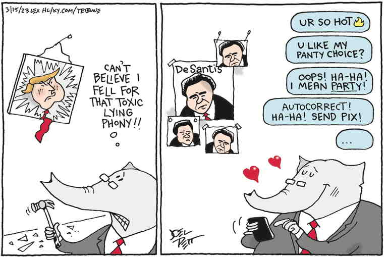 Political/Editorial Cartoon by Joel Pett, Lexington Herald-Leader, CWS/CartoonArts Intl. on Trump Confident