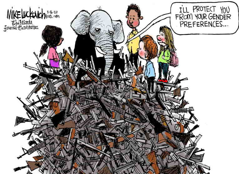 Political/Editorial Cartoon by Mike Luckovich, Atlanta Journal-Constitution on GOP Attacks Woke