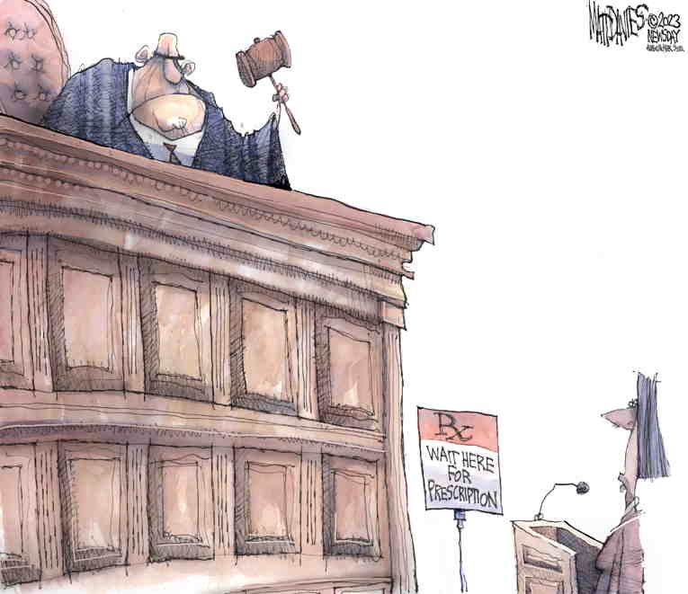 Political/Editorial Cartoon by Matt Davies, Journal News on Judge Bans Abortion Pills