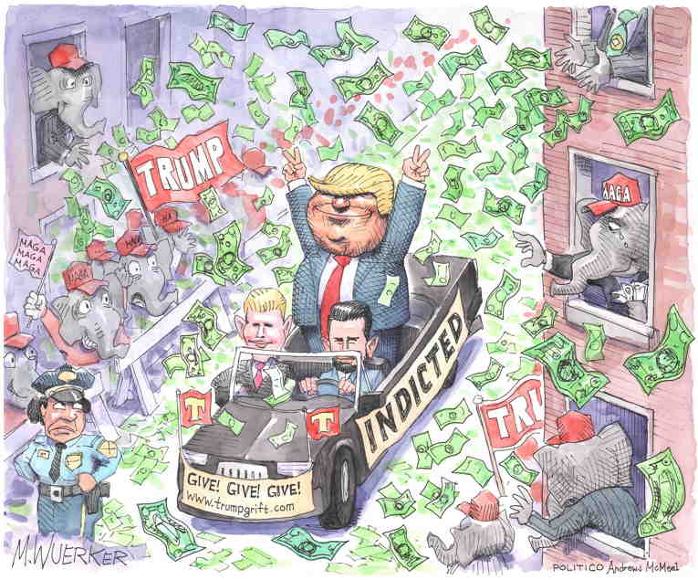 Political/Editorial Cartoon by Matt Wuerker, Politico on Trump’s Lead Over DeSantis Grows