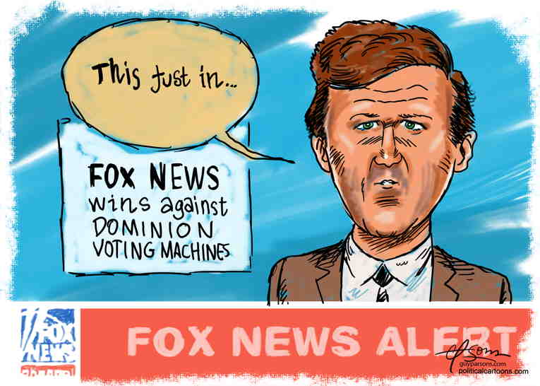 Political/Editorial Cartoon by Guy Parsons on Fox “News” Settles