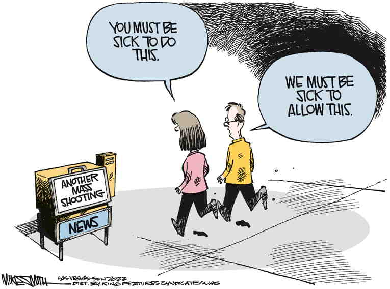 Political/Editorial Cartoon by Mike Smith, Las Vegas Sun on GOP Doubles Down on Guns