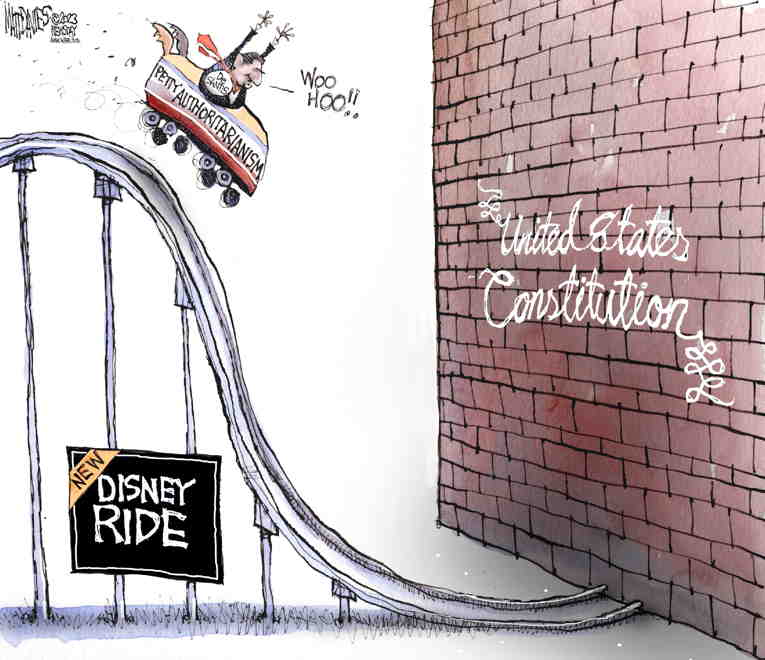 Political/Editorial Cartoon by Matt Davies, Journal News on Disney Sues DeSantis