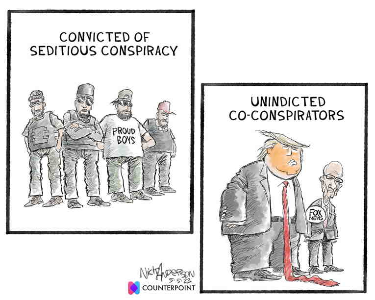 Political/Editorial Cartoon by Nick Anderson, Houston Chronicle on Proud Boys Convicted