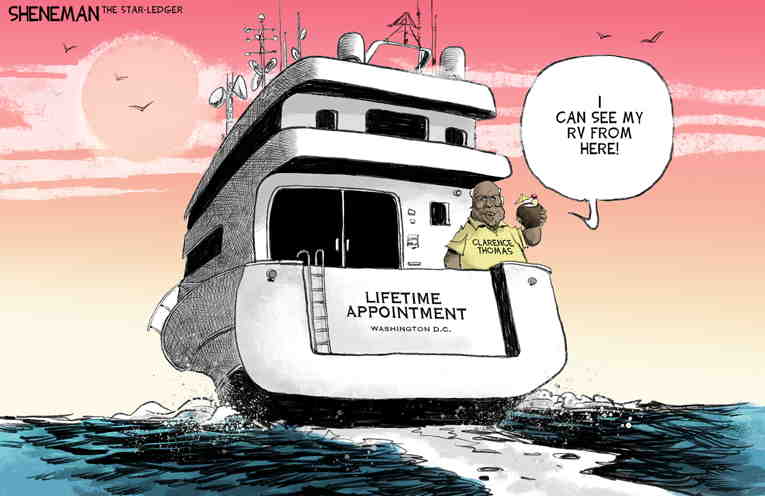 Political/Editorial Cartoon by Drew Sheneman, Newark Star Ledger on Supreme Court Held in Contempt