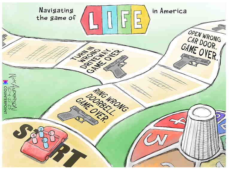 Political/Editorial Cartoon by Nick Anderson, Houston Chronicle on Mass Shootings Surge