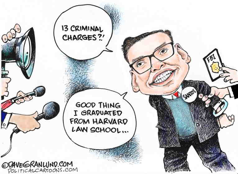 Political/Editorial Cartoon by Dave Granlund on George Santos Indicted