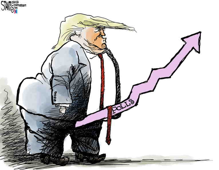 Political/Editorial Cartoon by Scott Stantis, Chicago Tribune on Trump’s Base Support Grows