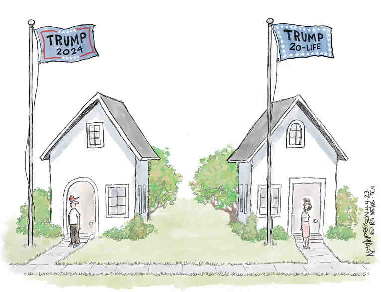 Political/Editorial Cartoon by Nick Anderson, Houston Chronicle on Trump’s Base Support Grows