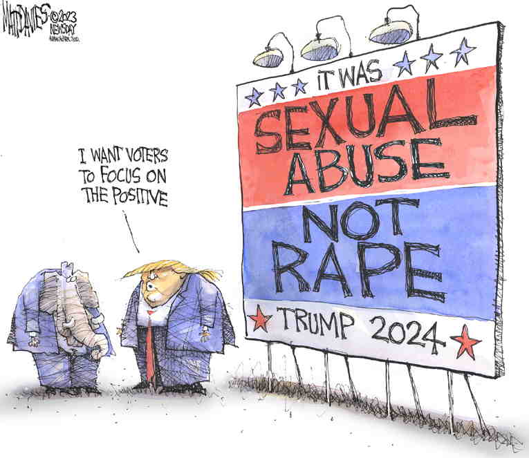 Political/Editorial Cartoon by Matt Davies, Journal News on Jury Finds Trump Liable