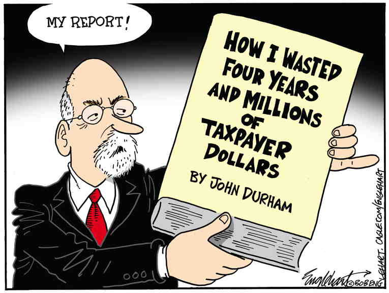 Political/Editorial Cartoon by Bob Englehart, Hartford Courant on Durham Faceplants