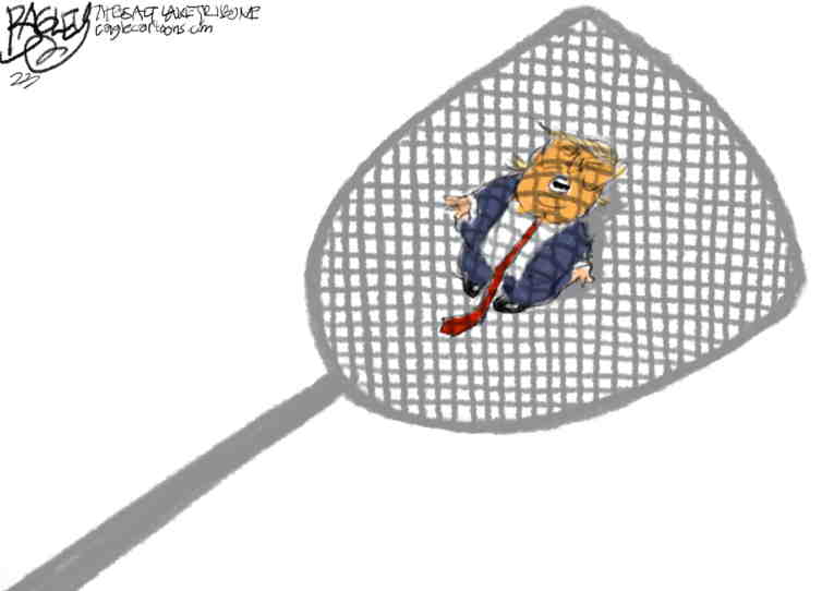 Political/Editorial Cartoon by Pat Bagley, Salt Lake Tribune on Trump Indictment Likely