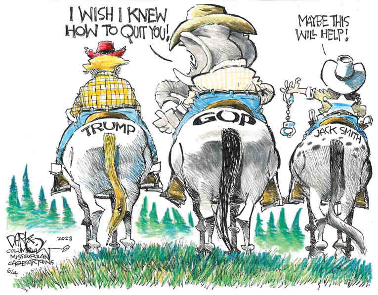 Political/Editorial Cartoon by John Darkow, Columbia Daily Tribune, Missouri on Trump Indictment Likely