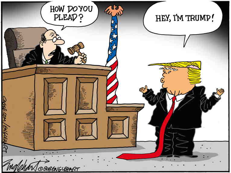 Political/Editorial Cartoon by Bob Englehart, Hartford Courant on Trump Indicted