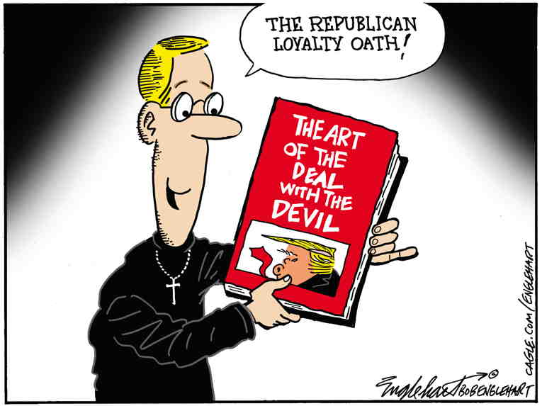 Political/Editorial Cartoon by Bob Englehart, Hartford Courant on Republicans Attack DOJ