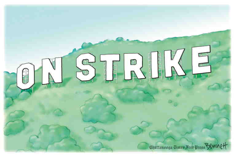 Political/Editorial Cartoon by Clay Bennett, Chattanooga Times Free Press on Actors Go on Strike