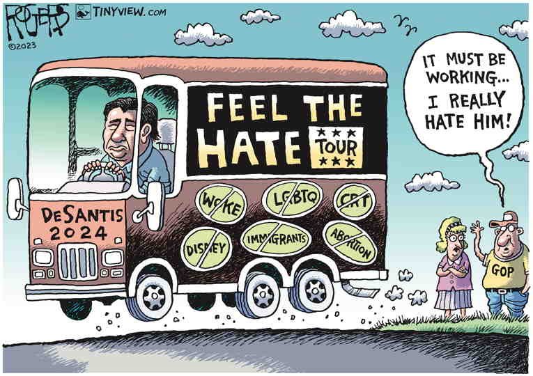 Political/Editorial Cartoon by Rob Rogers on DeSantis Finds His Lane