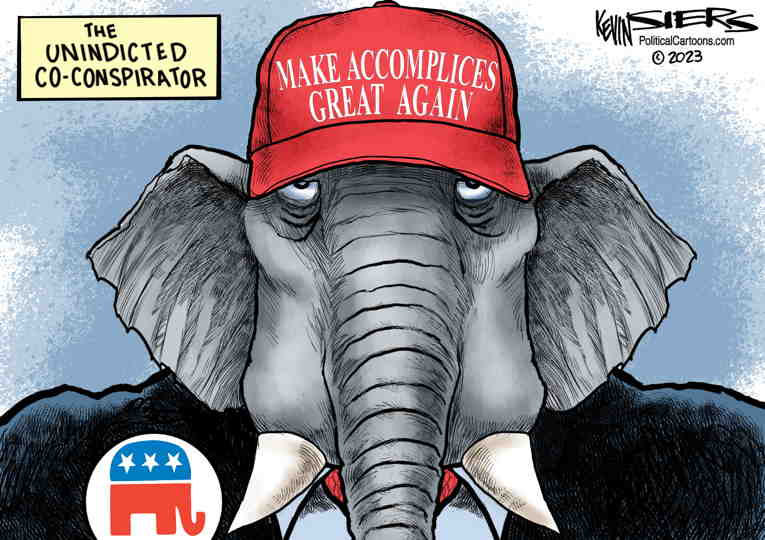 Political/Editorial Cartoon by Kevin Siers, Charlotte Observer on GOP Outraged by Trump Indictments