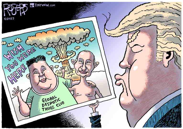 Political/Editorial Cartoon by Rob Rogers on Putin Woos His Friends