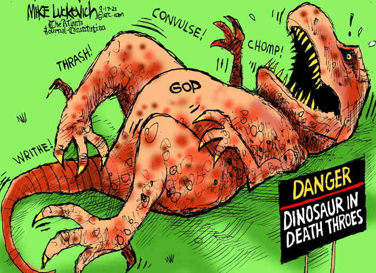 Political/Editorial Cartoon by Mike Luckovich, Atlanta Journal-Constitution on GOP Appeals to Its Base