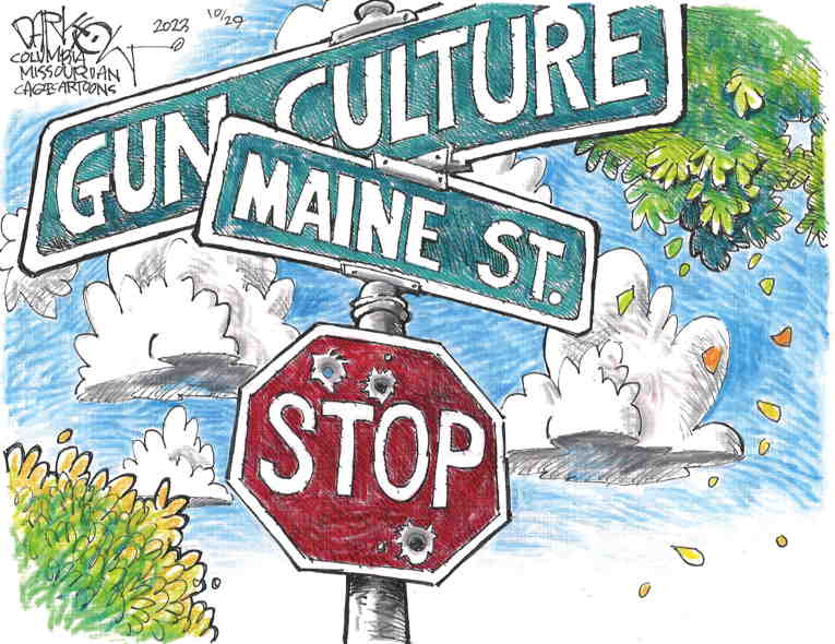 Political/Editorial Cartoon by John Darkow, Columbia Daily Tribune, Missouri on Mass Killing Claims 18 Lives
