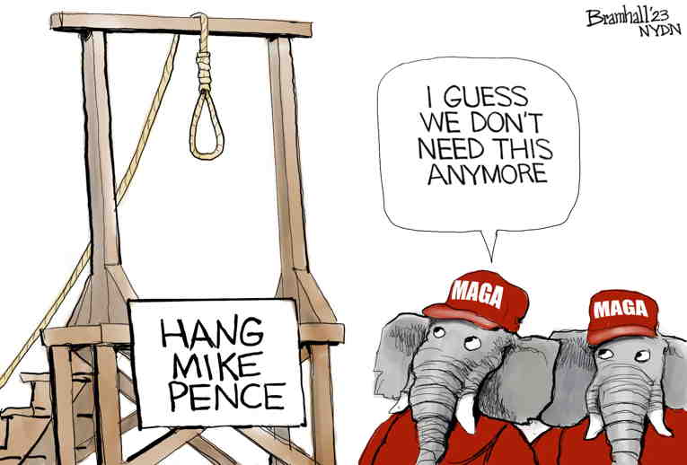 Political/Editorial Cartoon by Bill Bramhall, New York Daily News on Pence Drops Out