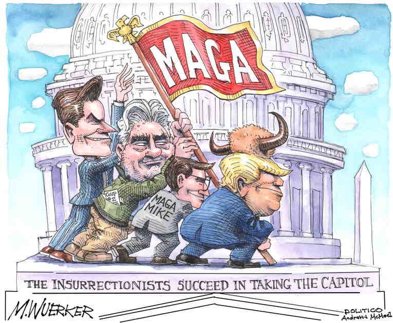 Political/Editorial Cartoon by Matt Wuerker, Politico on “MAGA Mike” Named Speaker