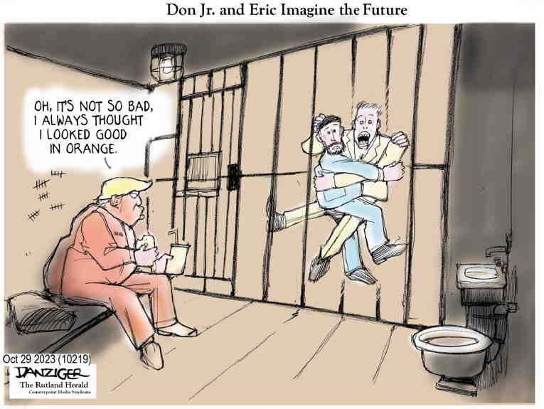 Political/Editorial Cartoon by Jeff Danziger on Trump’s Legal Woes Mount