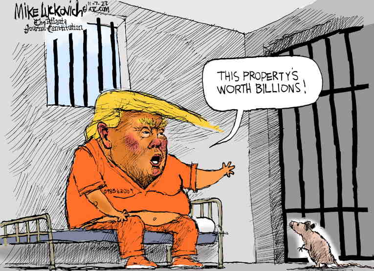 Political/Editorial Cartoon by Mike Luckovich, Atlanta Journal-Constitution on Trump Testifies