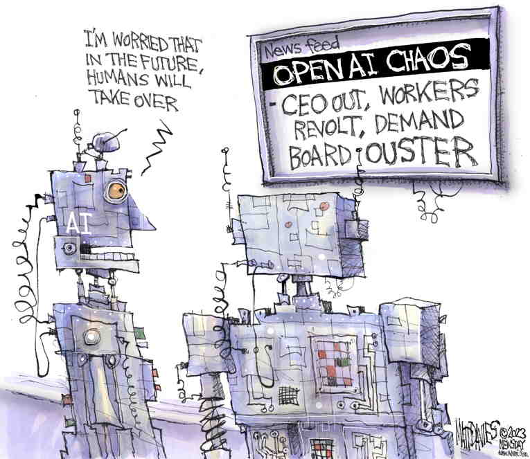 Political/Editorial Cartoon by Matt Davies, Journal News on A.I. Usage Grows