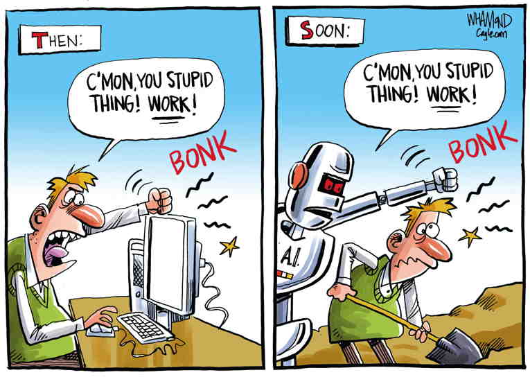 Political/Editorial Cartoon by Dave Whamond, Canada, PoliticalCartoons.com on A.I. Usage Grows