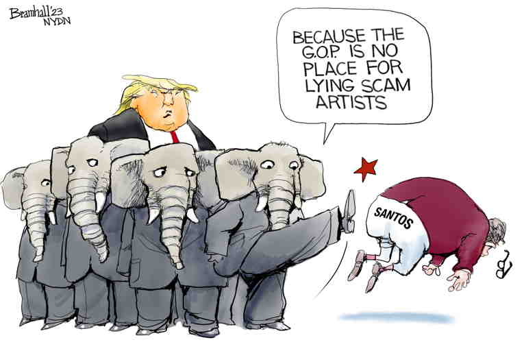 Political/Editorial Cartoon by Bill Bramhall, New York Daily News on Santos to Be Expelled