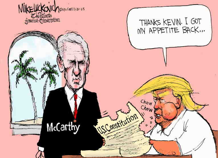 Political/Editorial Cartoon by Mike Luckovich, Atlanta Journal-Constitution on Post Jan.6 Details Emerge