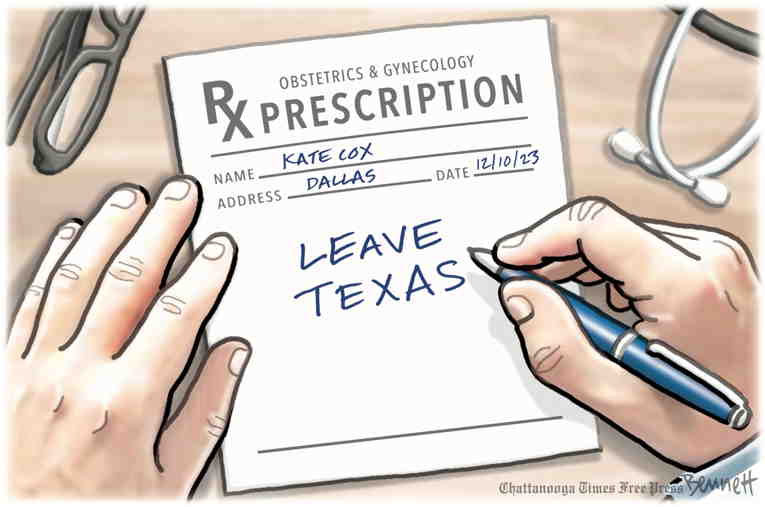 Political/Editorial Cartoon by Clay Bennett, Chattanooga Times Free Press on Texas Goes Full Handmaid