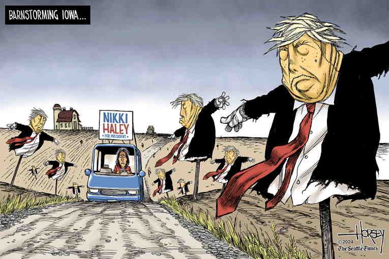Political/Editorial Cartoon by David Horsey on Haley Salutes Confederates
