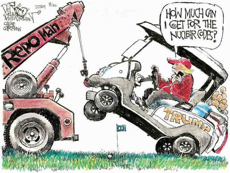 Political/Editorial Cartoon by John Darkow, Columbia Daily Tribune, Missouri on Trump Can’t Secure Bond