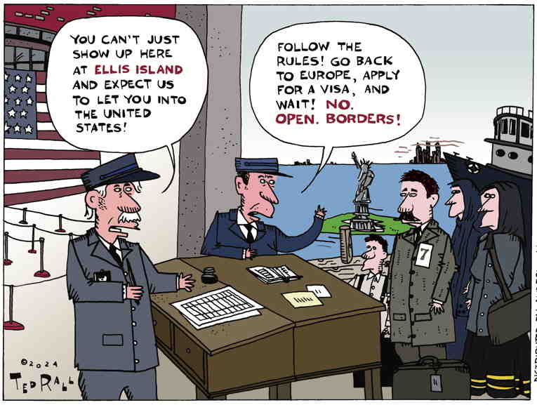 Political/Editorial Cartoon by Ted Rall on Immigration Battles Continue